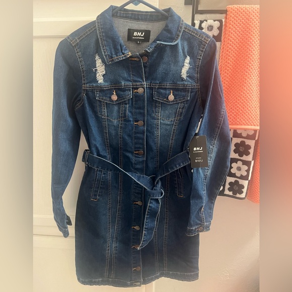 NWT BHJ Denim Button-Up Dress, Size Small - Picture 1 of 5